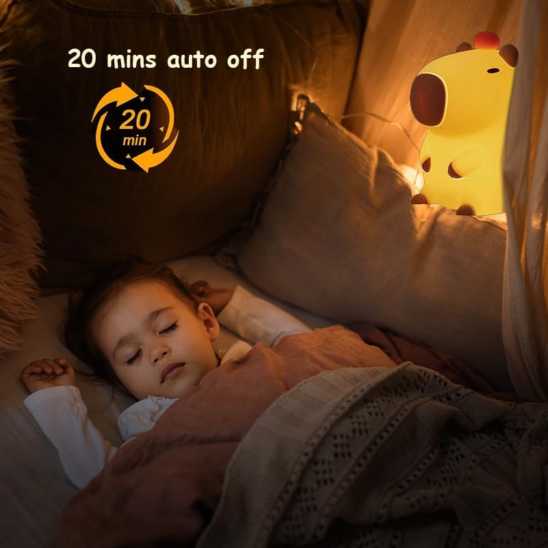 Cute Tangerine Capybara Night Light, LED Squishy Night Lamp, 2 Levels Dimmable Nursery Nightlight for Kids, Rechargeable Touch Lamp, Dorm Decor, Kids Funny Gifts (Fixed Tangerine)