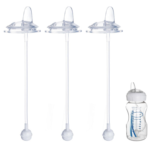 3 Pack Weighted Straw Cup Conversion Kit Compatible with Dr Browns Wide Neck Bottles, Soft Straw Bottle Top Conversion Kit, No-Spill, Transition Kit with Silicone Straws Nipple
