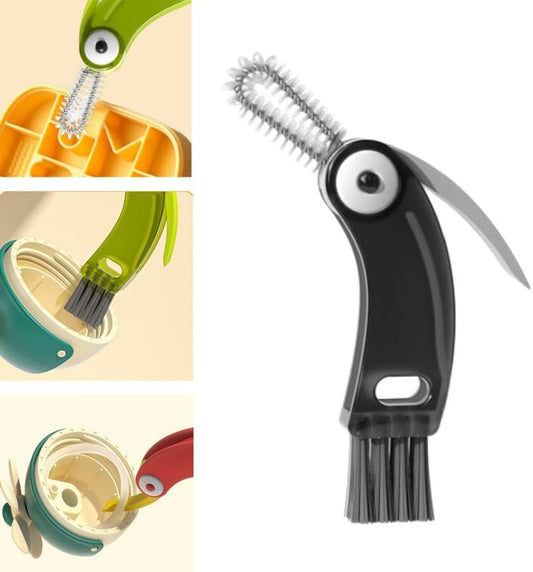 4 in 1 Cup Lid Cleaning Brush,Crevice Cleaning Brush Set for Baby Bottle Gap Tight Spaces Cup,4 in 1 Bottle Cleaning Brush Set Multifunctional Cleaning Brush Portable Cup Lid Cleaner(Black)