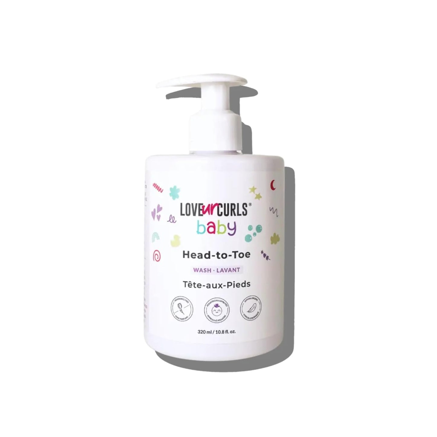 Love Ur Curls - LUCK Baby Head to Toe Wash, Gentle & Tear Free, Pediatrician Approved, Body Wash, and Ultra Mild Fragrance Free Mild Shampoo All in One, Vegan, 320 mL