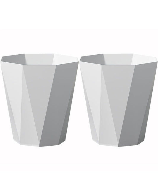 Small Bathroom Trash Can 2 Pack Garbage Can 1.8 Gallon Waste Basket for Dorms Toilets Bedrooms Offices, White