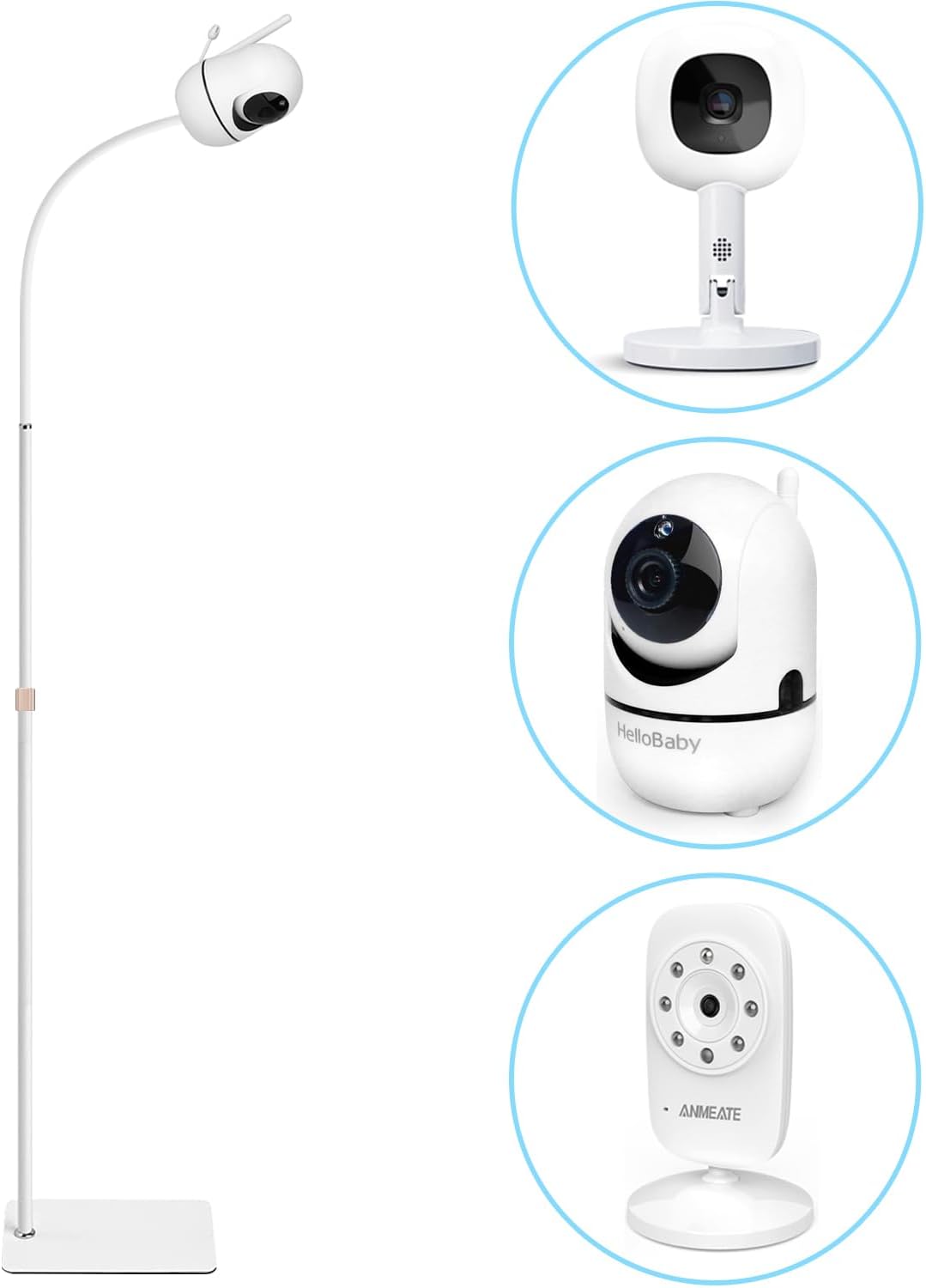 Adjustable Height Baby Monitor Floor Stand Holder for Hellobaby HB6550 HB65/HB66/HB248 Baby Monitor and Also Compatible with The Nanit Pro Smart Monitor & Flex Stand