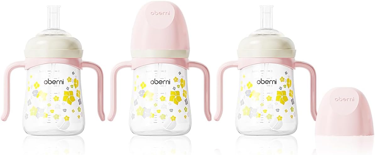 Baby Sippy Cup 240ml/8oz, Toddler Water Drinking Bottle with Non-Spill Valved Spout for 6+ Months, Pink/3Pack
