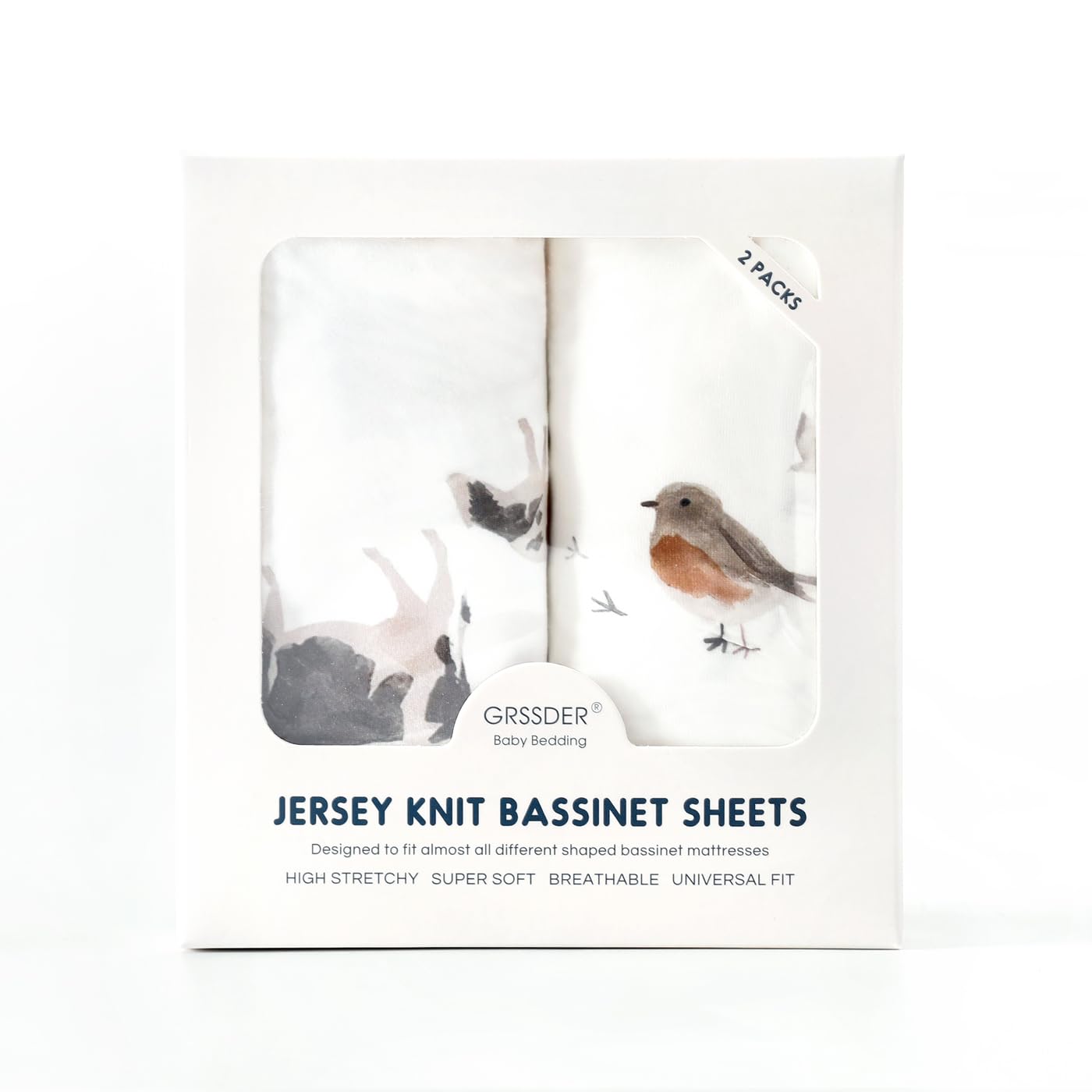 GRSSDER Stretchy Ultra Soft Bassinet Mattress Sheets 2 Pack, Universal Fitted for Baby Cradle Moses Basket Oval Rectangle Standard Pad Safe and Snug, Cute Animal Print Bassinet Sheet for Boys