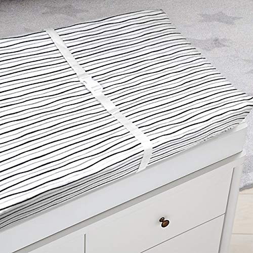 American Baby Company 2 Pack Printed 100% Cotton Knit Fitted Contoured Changing Table Pad Cover - Compatible with Mika Micky Bassinet, Silver Black Arrow/Stripe, for Boys and Girls