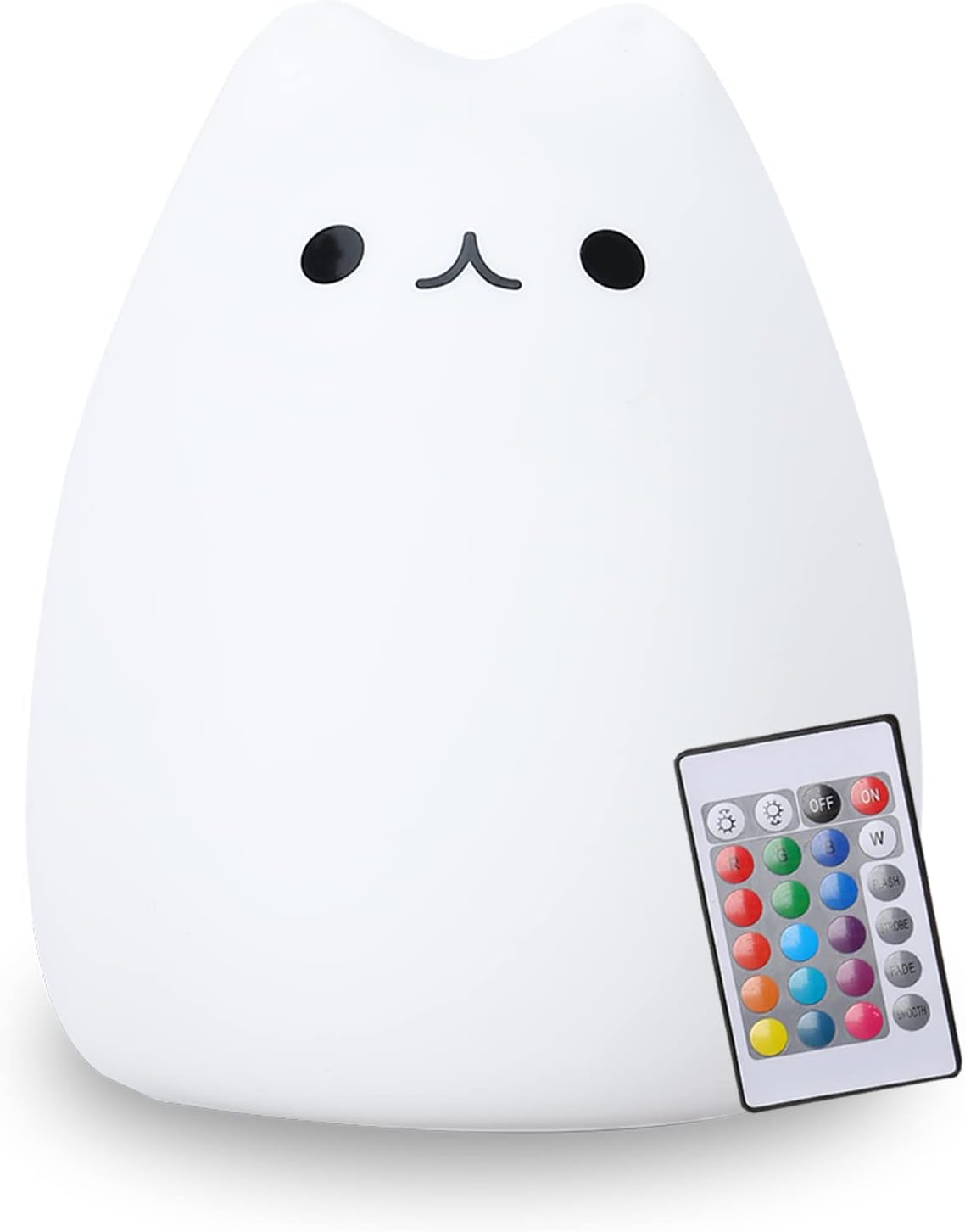 ZKLiLi Night Light, Cute Cat Nursery Lights USB Rechargeable Cat Lamp Nightlight Birthday Christmas Gift with Warm White and 7-Color Breathing Modes for Kids Baby Children (renqimao)