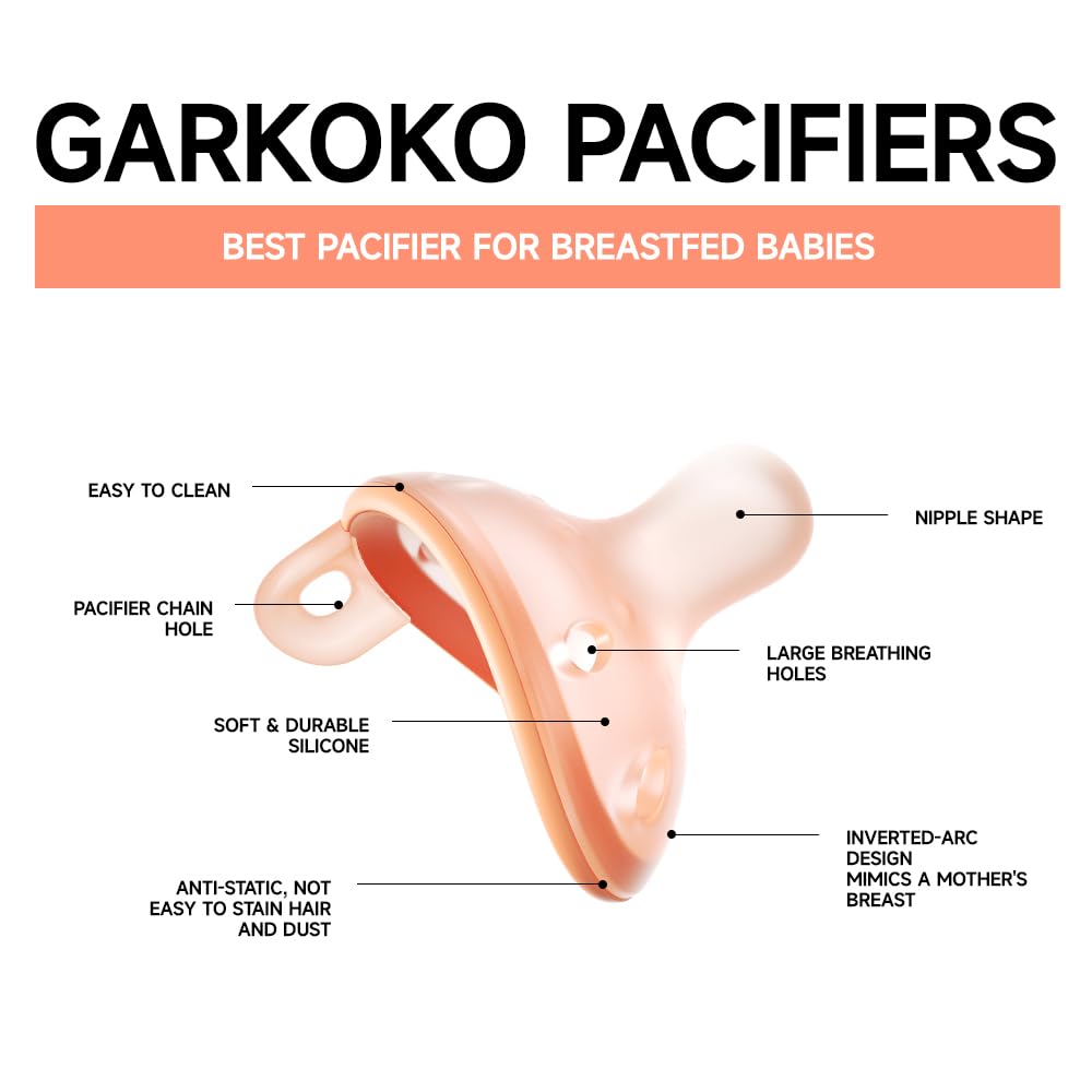 Baby Pacifiers 3 Month, 6 Month Breast-Like Shape Soft Silicone Newborn Pacifiers with Large Air Holes, BPA Free