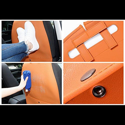 HCMAX 2 Pack Kick Mat Car Seat Back Protector Waterproof Easy to Clean Multifunctional Organizer Storage Bag Travel Accessory PU Leather Beige
