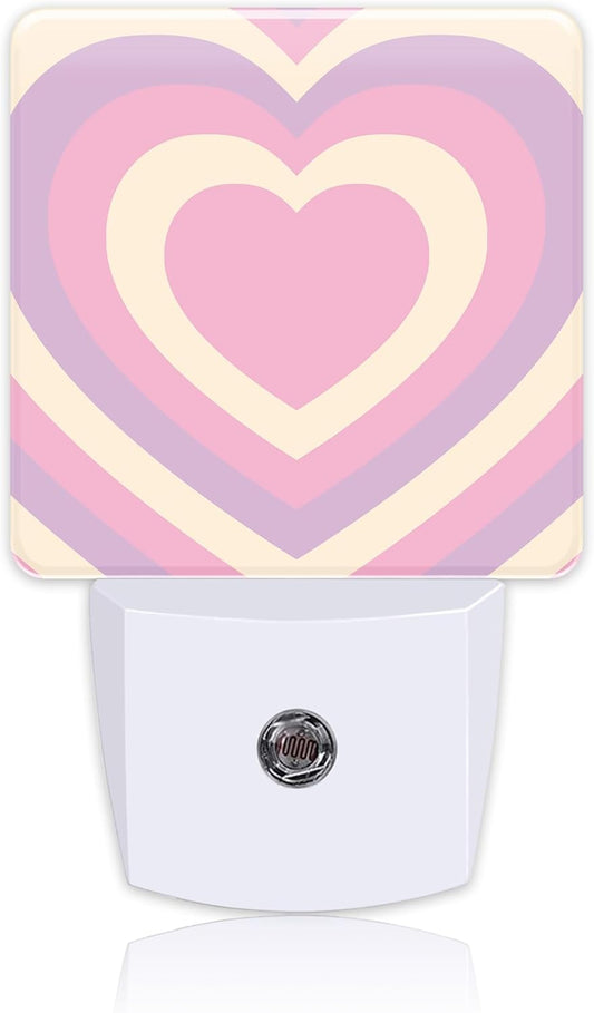 Pink Love Swirl Night Light for Kids, LED Night Light Plug into Wall with Dusk to Dawn Sensor for Girls Boys Women Men Room Decor, Hallway, Kitchen, Bathroom, Nursery, Stairs