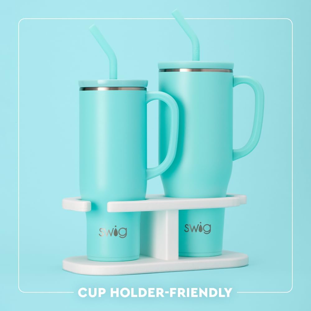 Swig Life 40oz Mega Mug, 40oz Tumbler with Handle and Straw, Extra Large Insulated Tumblers, Cup Holder Friendly Travel Mug (Pretty in Pearl)
