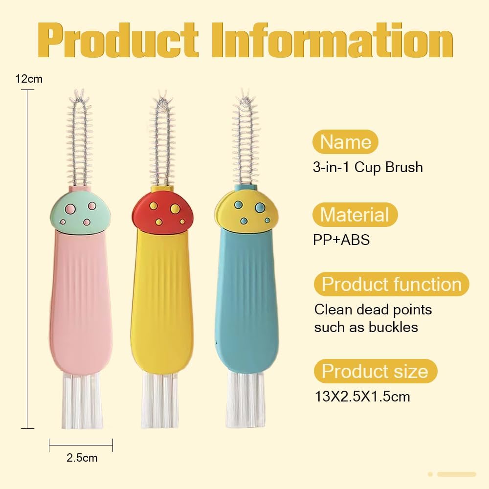 3 in 1 Cup Lid Cleaning Brush, 2025 New Multifunctional Cleaning Brush Crevice Cleaner Brush for Bottle Gap Tight Spaces, 3 in 1 Portable Cup Lid Cleaner with Brush (All)