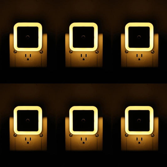 KINUR 6 Pack Night Light,Warm White LED Night Lights Plug into Wall with Dusk to Dawn sensors, Plug in Night Lights for Kids Room, Bedroom, Bathroom, Baby Nursery,Stair Lights, Hallway Light