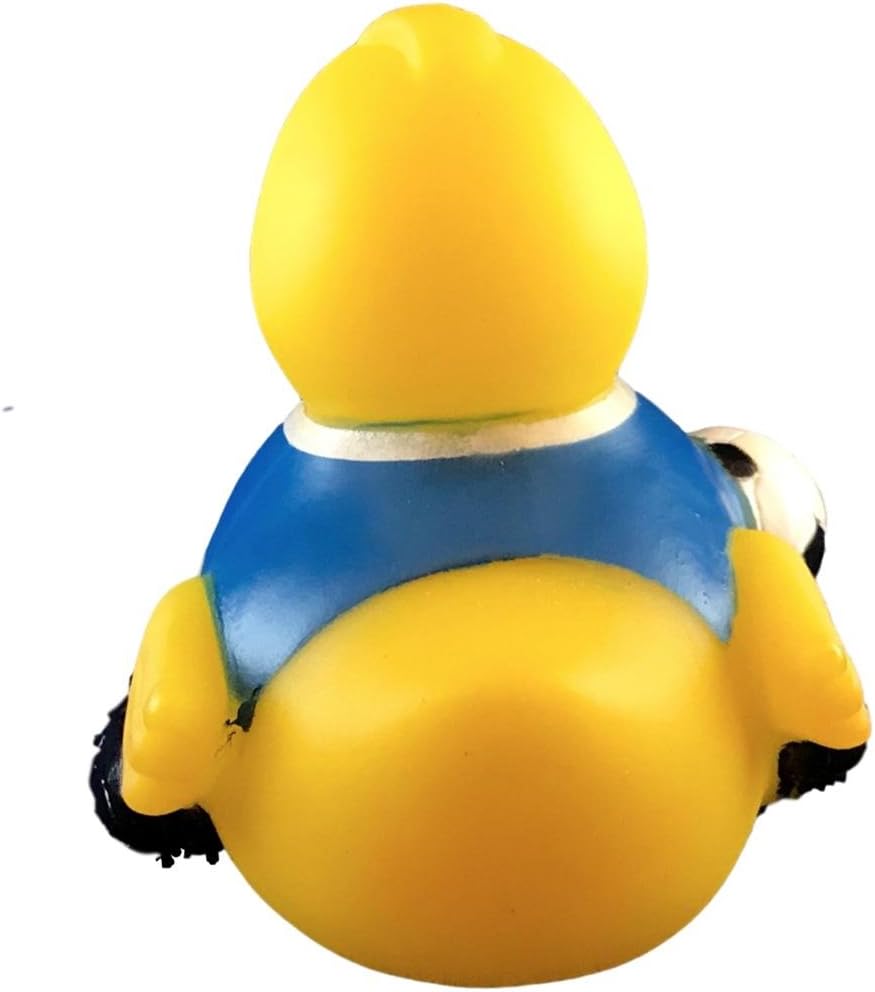 3" Soccer Rubber Duck [Sealed Hole, No Mildew] - Baby Safe Bathtub Bathing Toy