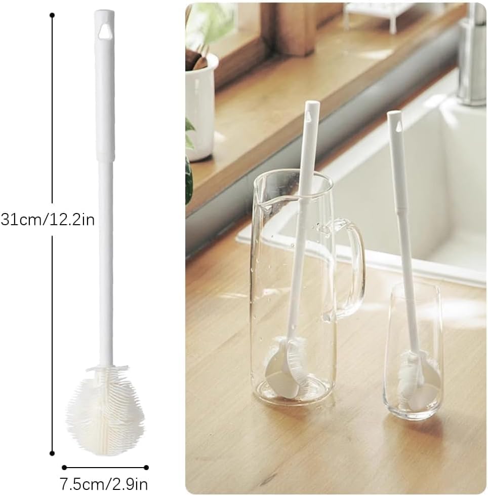 360° Flexible Silicone Bottle Brush with Long Handle, Deep Cleaning Brush for Long Bottle, Narrow Neck Bottle, Water Bottles, Baby Bottles, Flasks (3PCS)
