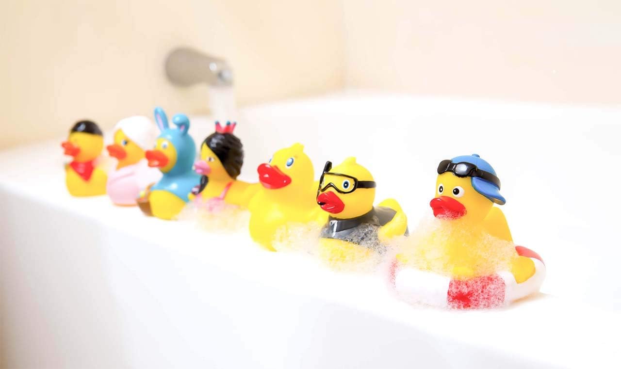 3" Spa (Pink) Rubber Duck [Sealed Hole, Floats Upright] - Baby Safe Bathtub Bathing Toy