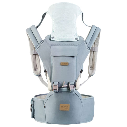 Ergonomic Baby Carrier with Hip Seat, 360° Positions, Soft and Breathable, All Seasons, for Newborns and Toddlers, Hiking Shopping Travelling