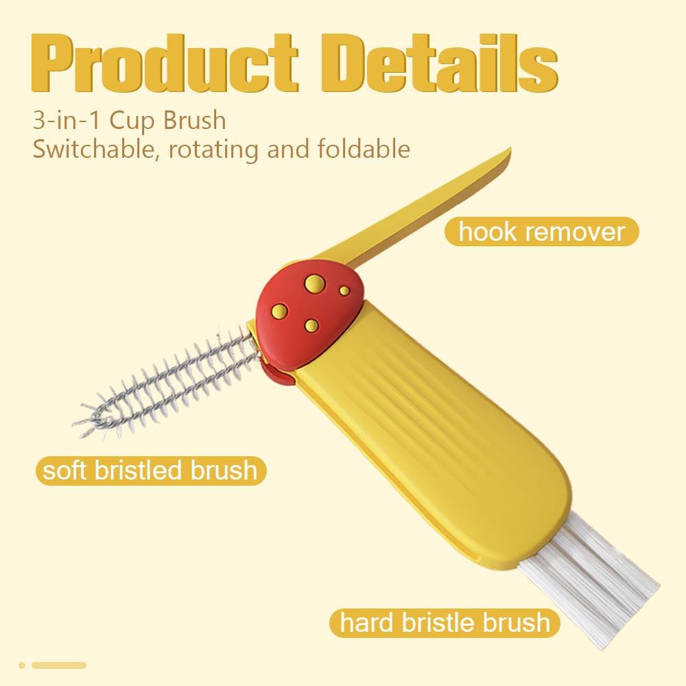 3 in 1 Cup Lid Cleaning Brush, 2025 New Multifunctional Cleaning Brush Crevice Cleaner Brush for Bottle Gap Tight Spaces, 3 in 1 Portable Cup Lid Cleaner with Brush (Blue)
