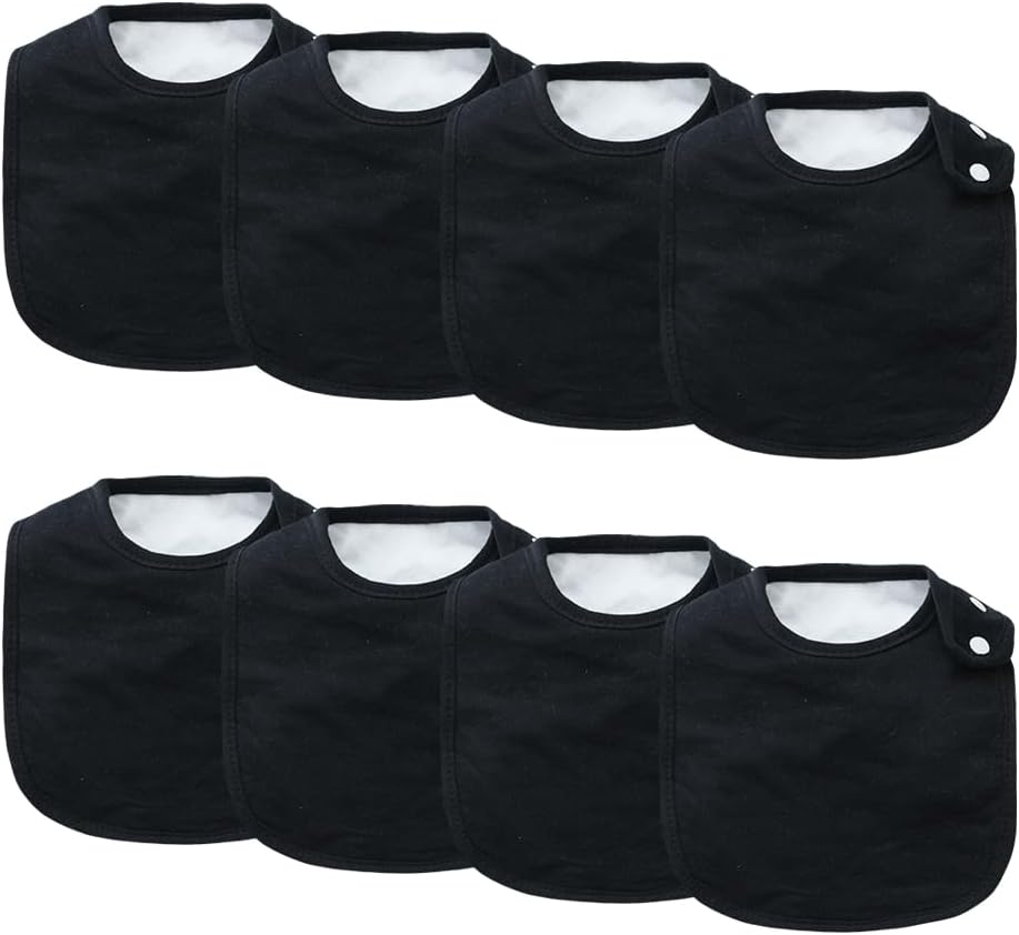 8 Pack Baby Bibs Unisex Adjustable with Snaps Ultra Soft Absorbent Drooling Teething for Boys and Girls