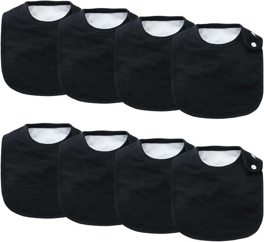 8 Pack Baby Bibs Unisex Adjustable with Snaps Ultra Soft Absorbent Drooling Teething for Boys and Girls
