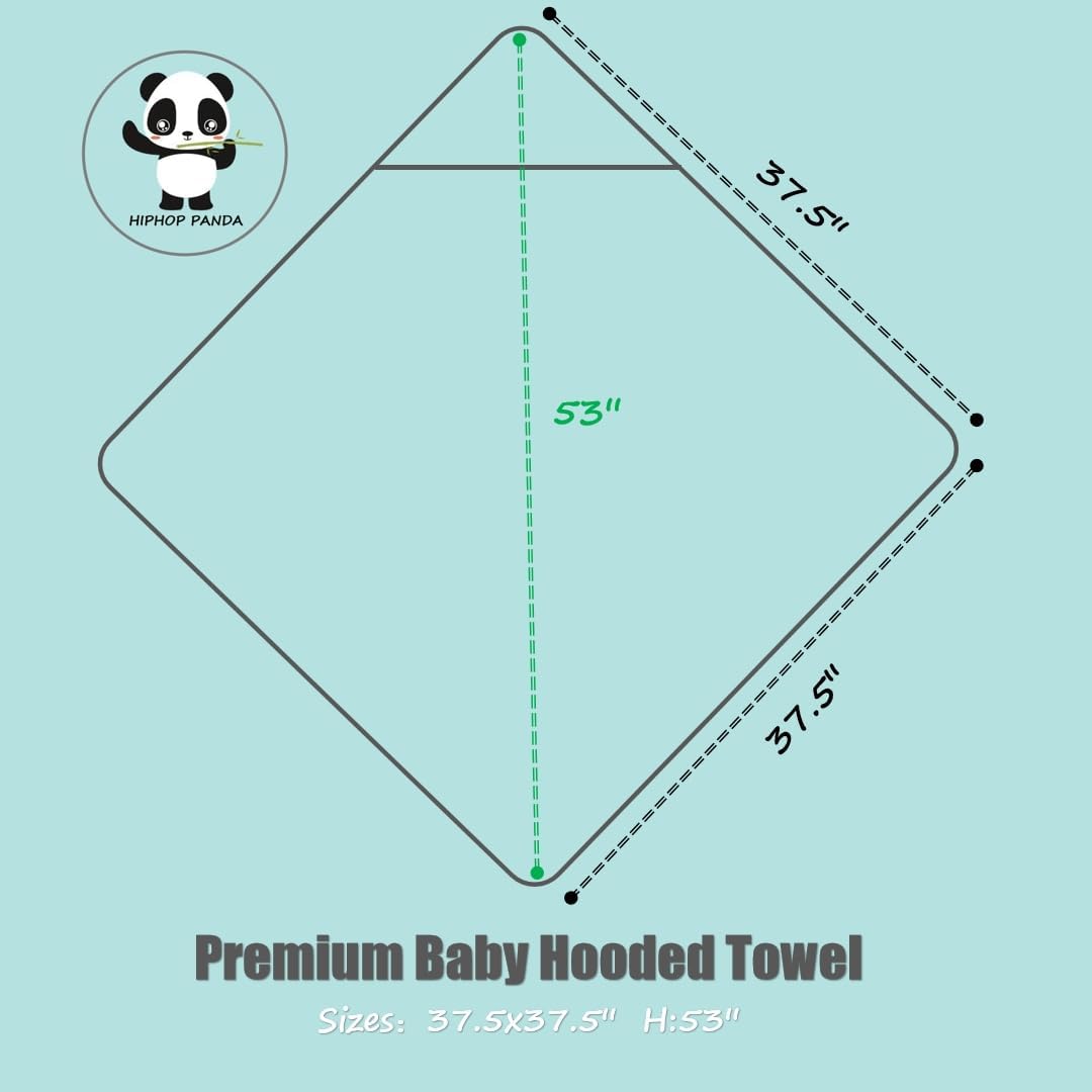 HIPHOP PANDA Hooded Towel - Rayon Made from Bamboo, Bath Towel with Bear Ears for Newborn, Babie, Toddler, Infant - Absorbent Large Baby Towel - Unicorn, 37.5 x 37.5 Inch