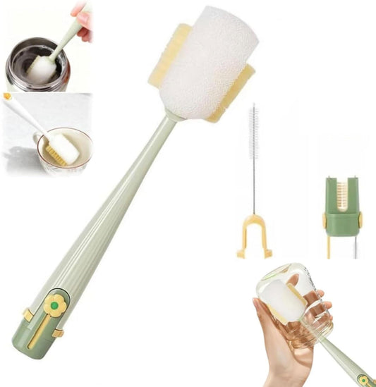 5-in-1 Bottle Cleaning Brush Set, 2026 New Multifunctional Baby Bottle Brush with Long Handle, Gap Cleaner & Scrubber for Water Bottle Lid, Straw, Travel Mugs and Home Kitchen Use (Green)