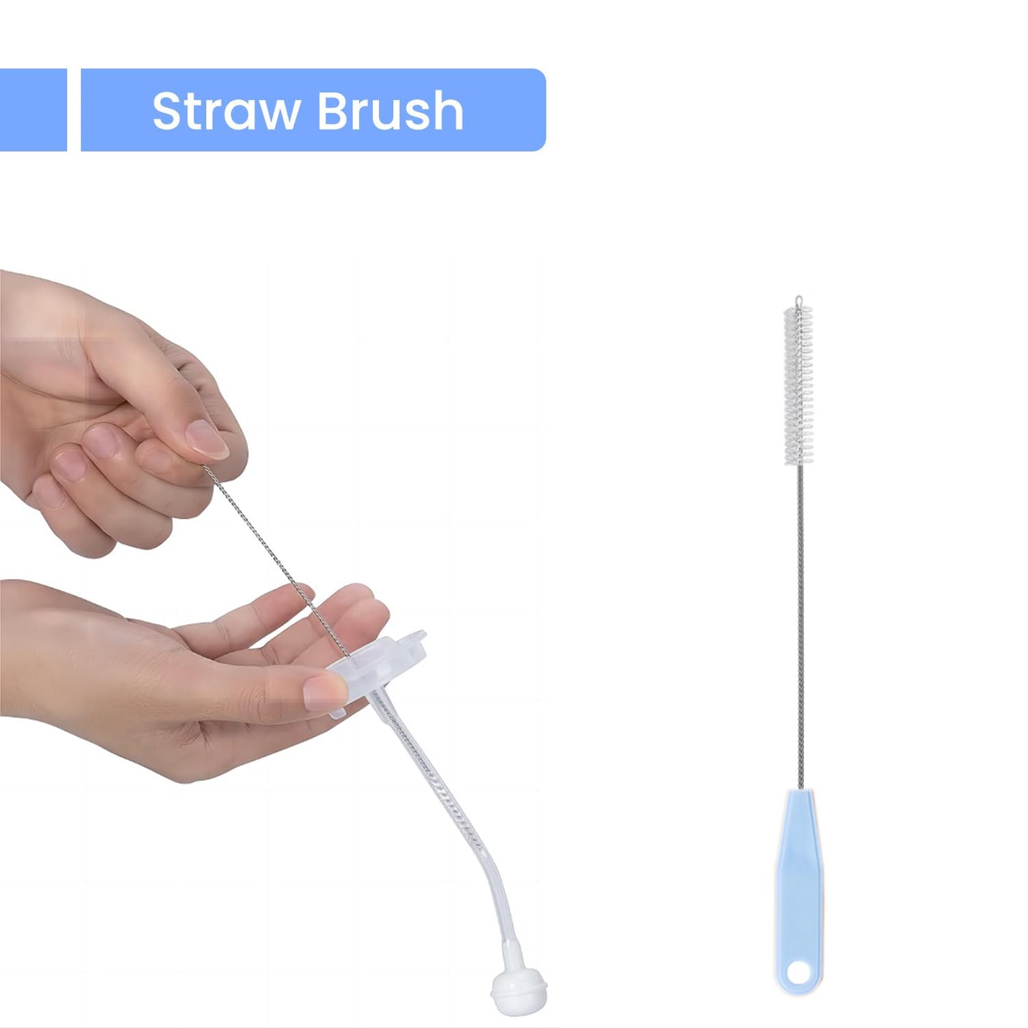 4-in-1 Baby Bottle Brush Set, Bottle Brush for Baby, Bottle Cleaner Brush Set, Including Nylon Bottle Brush, Bottle Cap Brush, Straw Brush, Nipple Brush, BPA-Free (Blue)