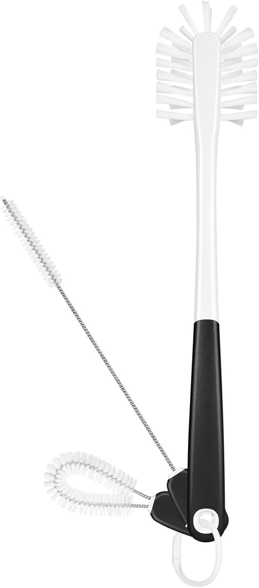 3-in-1 Water Bottle Cleaning Brush Set - Long Handle Scrubbing Brush for Tumbler, Straw, Baby Bottles, Drinking Glasses, White