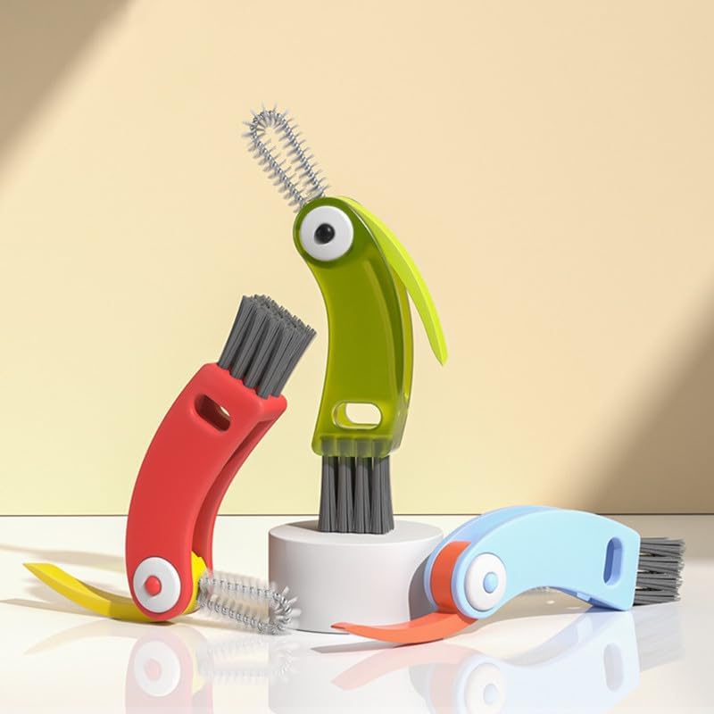 4 in 1 Cup Lid Cleaning Brush Set - Multifunctional Bottle & Gap Cleaner (Red, Green, Blue)