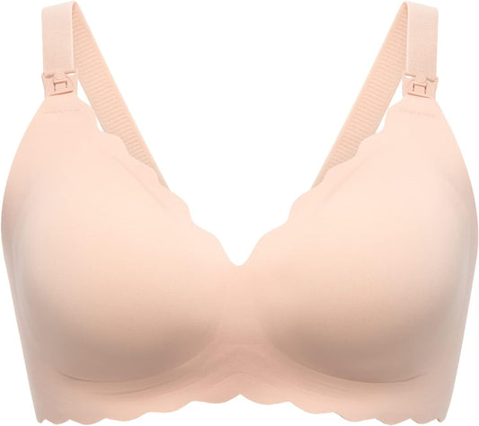 Momcozy Nursing Bras for Breastfeeding, Seamless Pregnancy Maternity Bra Wireless Classic Jelly Strip Support Nursing Bra