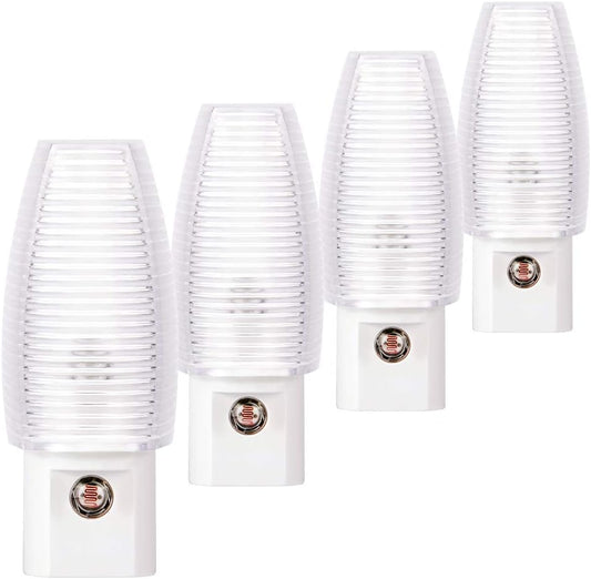 Emotionlite Plug in Night Light, Neutral White LED Nightlight, Dusk to Dawn Sensor, Kids, Nursery, Bedroom, Bathroom,Hallway, Stairs, Kitchen, 4 Pack