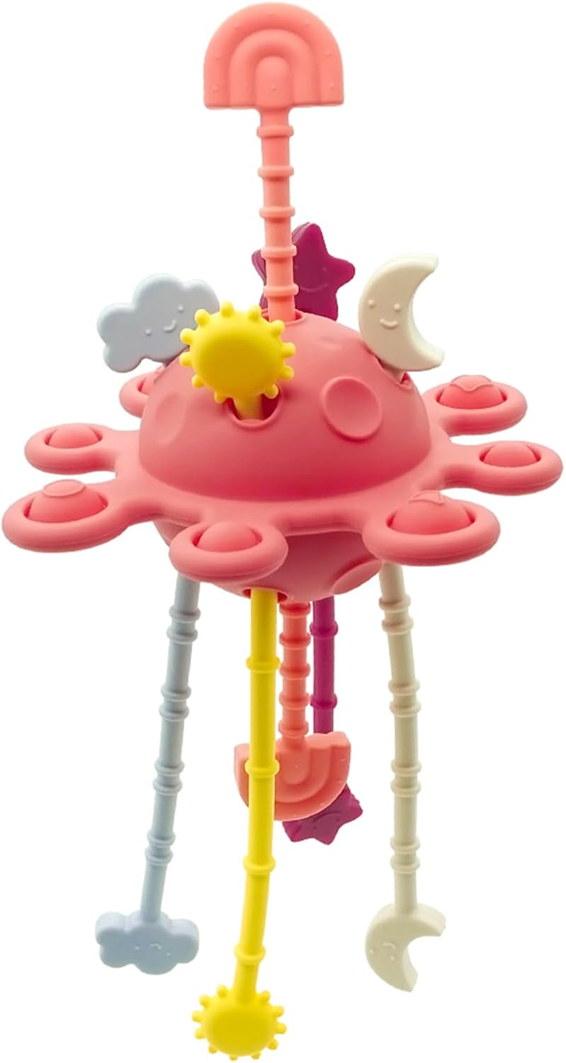 Montessori Sensory Toys for Babies 6-12 Months, Silicone Pull String Teething Toys for Baby Toys 6-12-18 Months, Infant Fidget Toys for Toddlers 1-3 Education Newborn Gifts