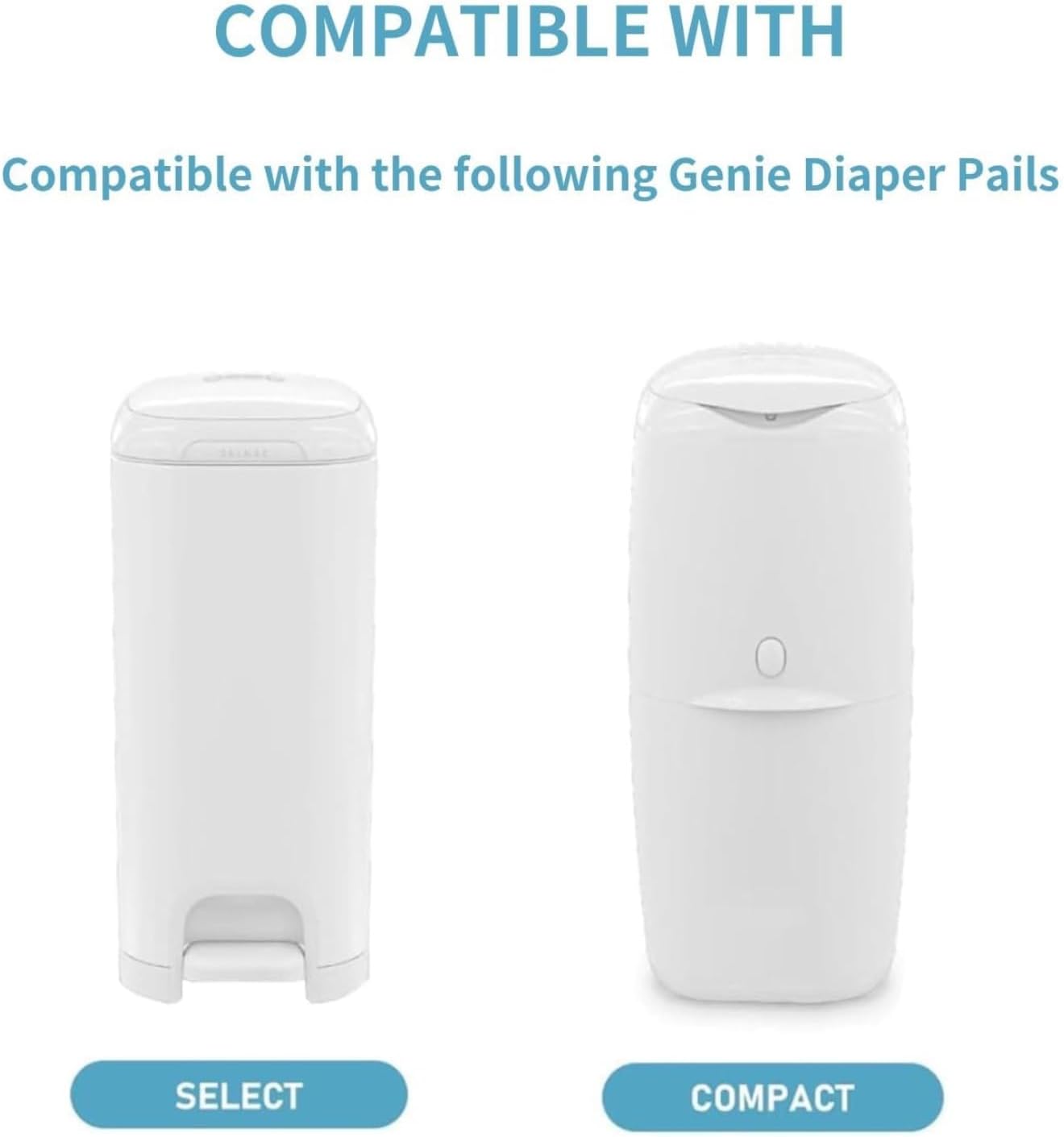 Standard Square Refills Disposal Bags Refill Compatible with Genie Diaper Compact, Select Pails (Not Fit Classic Version Pails), Hold Up to 270 Newborn-Sized Diapers Per Refill, 6 Pack