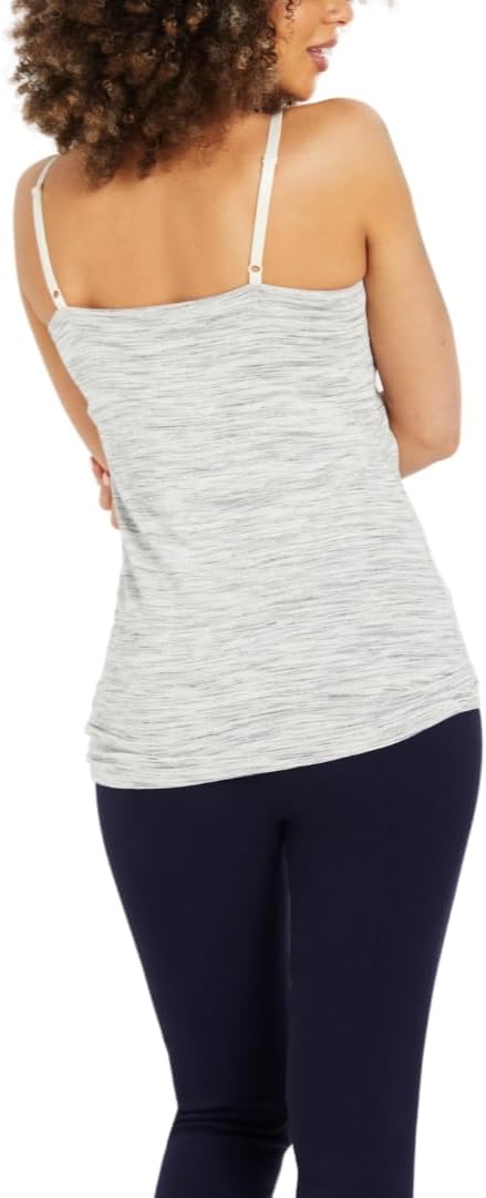 Motherhood Maternity Women's Clip Down Nursing Tank Top Cami with Adjustable Straps and Built-in Shelf Bra for Breastfeeding