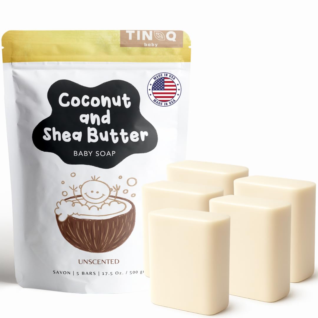 Unscented Baby Soap Bar for Sensitive Skin | Only 7 Ingredients | Gentle Face & Body Wash for Babies, Toddlers, Kids & Adults | Organic and Natural | 5 Bars