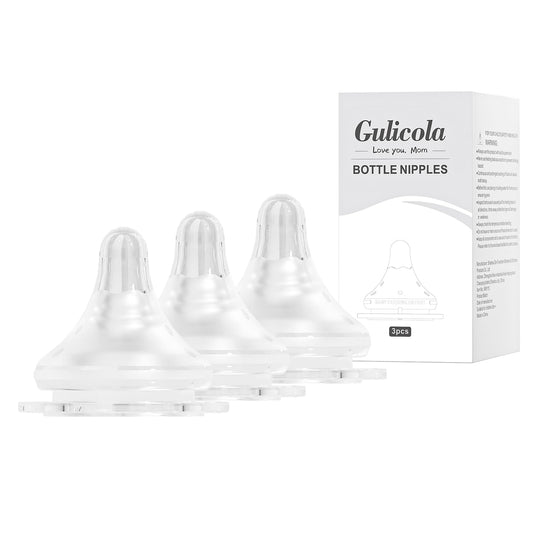 Gulicola Natural Flow Baby Bottle Silicone Nipple Level 4, Fast Flow (LL), 9+ Months, 3 Counts (Pack of 1)