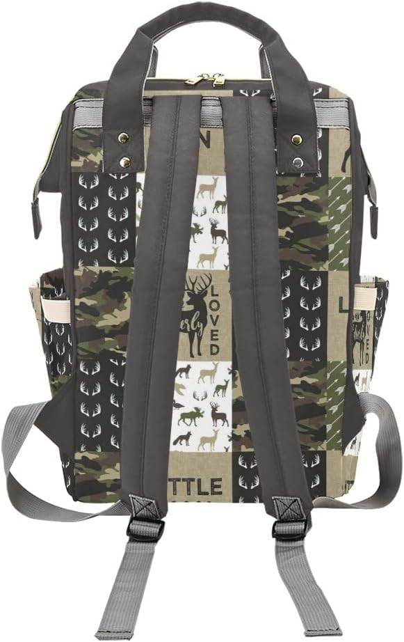 Antler Man Woodland Camo Diaper Bags with Name Waterproof Mummy Backpack Nappy Nursing Baby Bags Gifts Tote Bag for Women