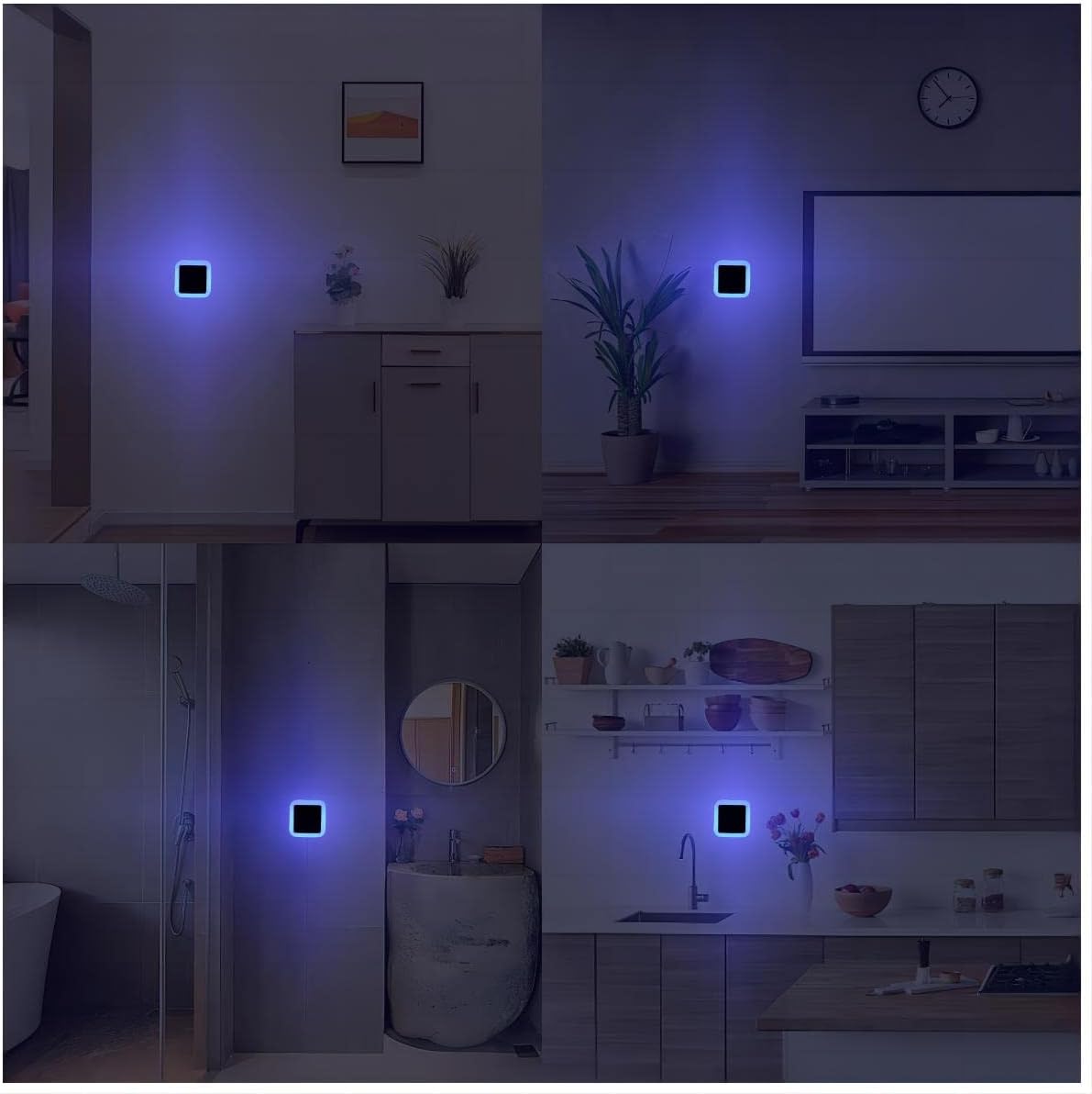6 Pack Blue LED Night Light Plug in, Dusk to Dawn Sensor Automatic On and Off, Energy Efficient, Soft Glow Kids, Nursery, Bedroom, Bathroom, Hallway, Stairs, Kitchen