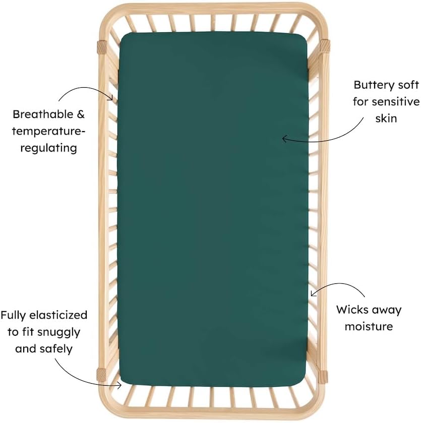 Kyte Baby Soft Crib Sheet - Standard Fitted Crib Sheet Made with Rayon from Bamboo, Ultra-Gentle and Breathable (Emerald)