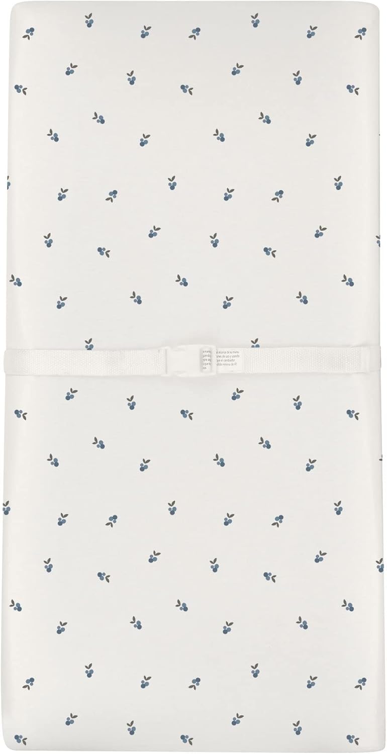 Ely's & Co. Patent Pending Waterproof Changing Pad Cover Sheets, 100% Cotton with Waterproof Lining – 2 Pack Fitted Cradle Sheet Set, Berry and Cluster Dot (Blue) 34” x 17”