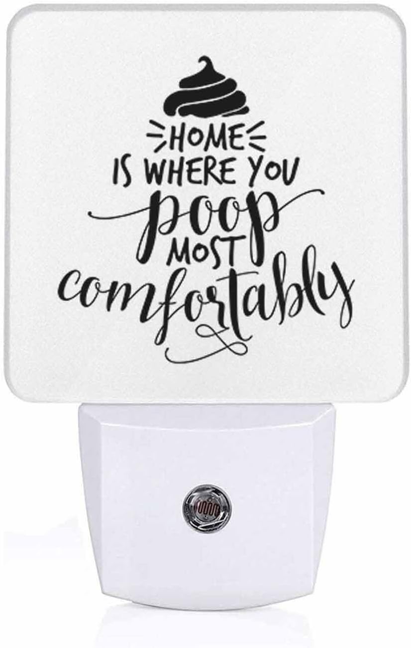 LED Night Light,Funny Sweet Home Saying LED Night Light Plug into Wall with Dusk to Dawn Light Sensor White Energy Efficient Nightlight for Bedroom Bathroom Hallway Living Room Kitchen