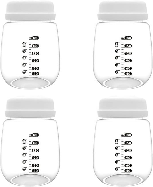 4pcs Breast Pump Collection Bottles for Spectra S2 S1 9 Plus Motif Luna Breast Pumps, 6.oz 180ml Reusable Wide Neck Bottles with Collar and Sealing Disc, Replace for Spectra Bottle