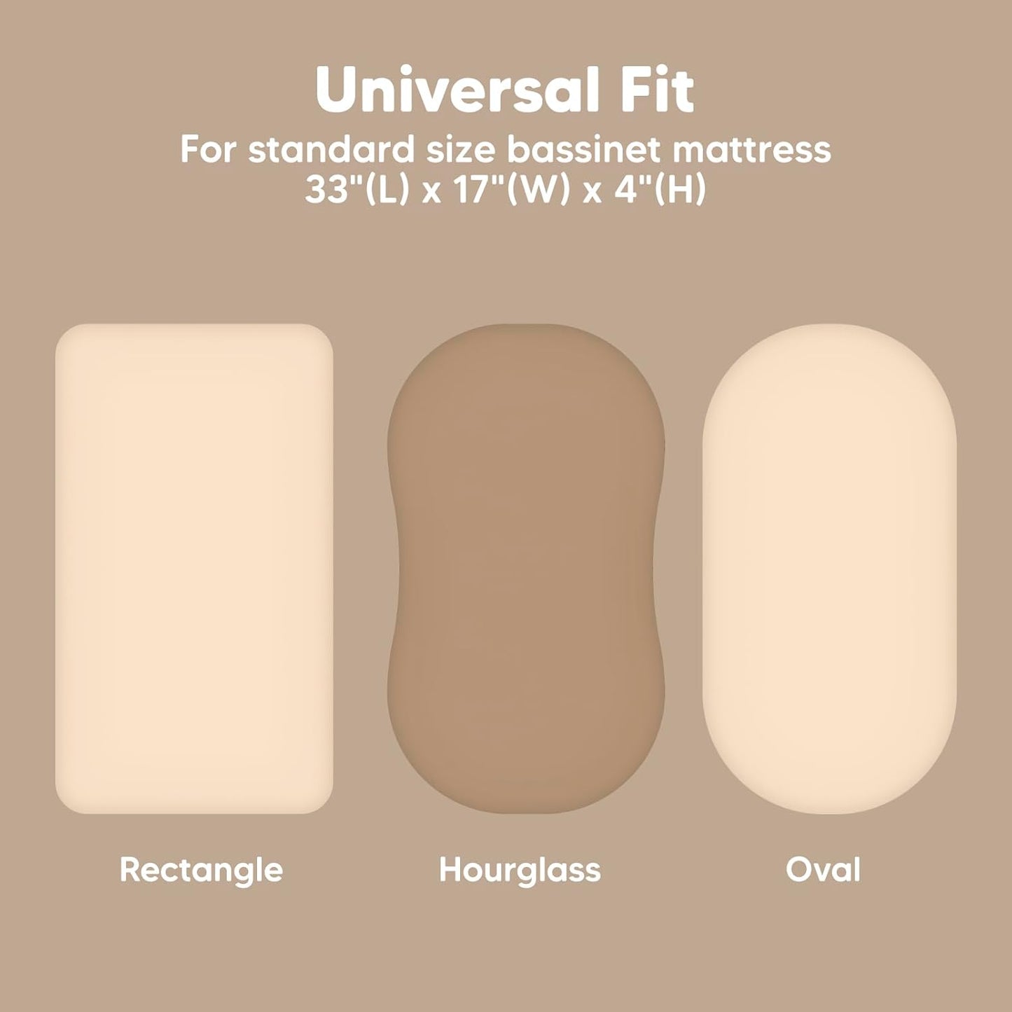 2-Pack Baby Bassinet Sheets Girl, Boy - 33x17 Viscose Derived from Bamboo Bedside Mattress Fitted Bassinet Sheets, Compatible with Halo Bassinest Swivel Sleeper, Baby Delight, Graco (Pecan)