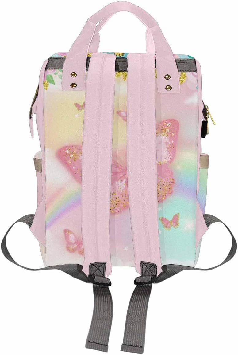 Customized Baby Bag Customize Diaper Bag Customized Gift Casual Daypack Mother's Day Gift Hiking Bag Customized Gift Customized Backpack, Rainbow Butterflies