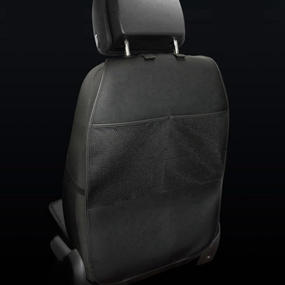 HCMAX 2 Pack Kick Mat Car Seat Back Protector Waterproof Easy to Clean Multifunctional Organizer Storage Bag Travel Accessory PU Leather Black