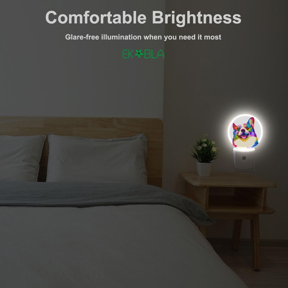 EKOBLA Dog Night Lights Plug into Wall Cute Dog Puppy Animal Plug-in Nightlights Auto Sensor LED Dusk to Dawn Light for Home Indoor Bathroom Hallway Kitchen