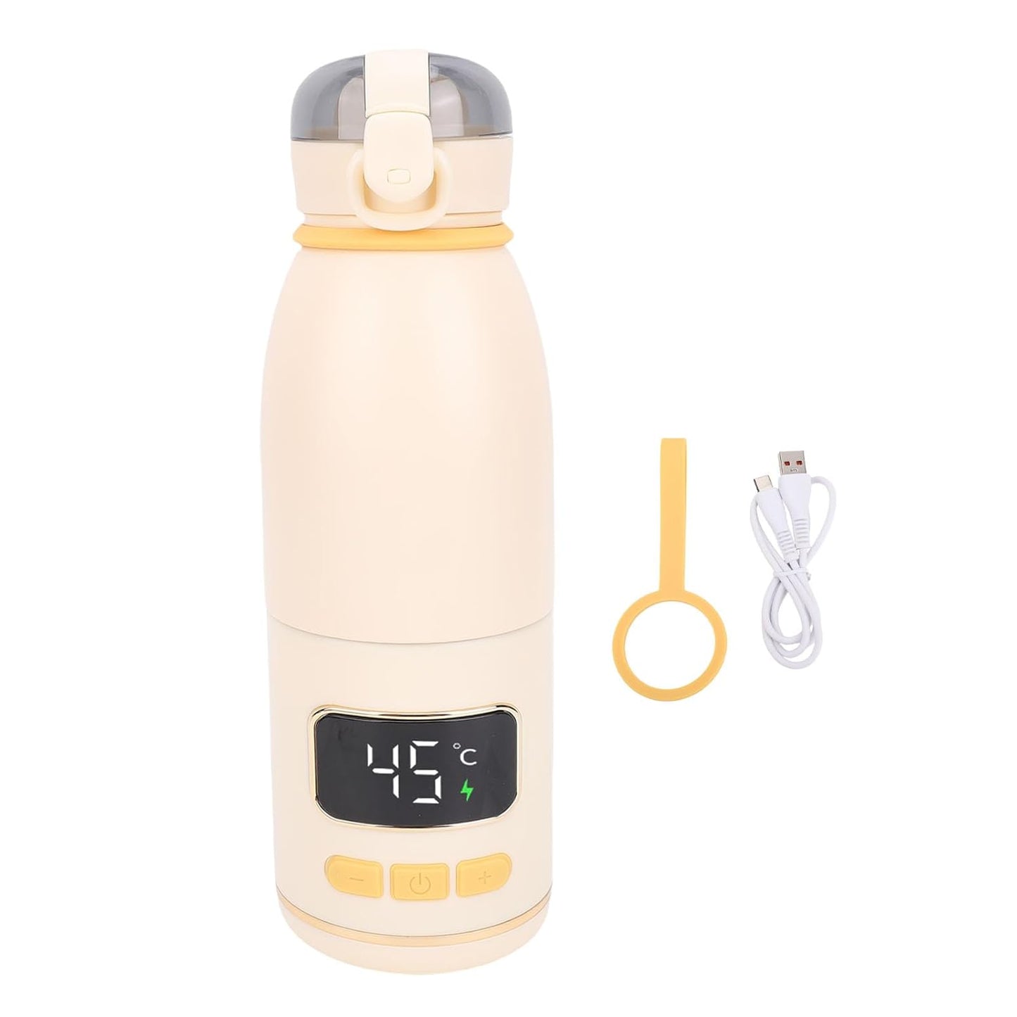 Portable Milk Kettle, 450ml Portable Bottle Warmer for Travel, Fast Heating Breast Milk and Formula Warmer, Smart Temperature Control, Electric Kettle for Car