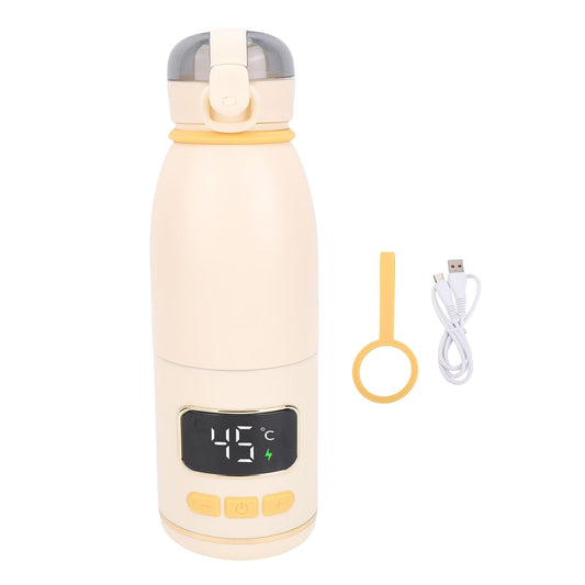 Portable Milk Kettle, 450ml Portable Bottle Warmer for Travel, Fast Heating Breast Milk and Formula Warmer, Smart Temperature Control, Electric Kettle for Car