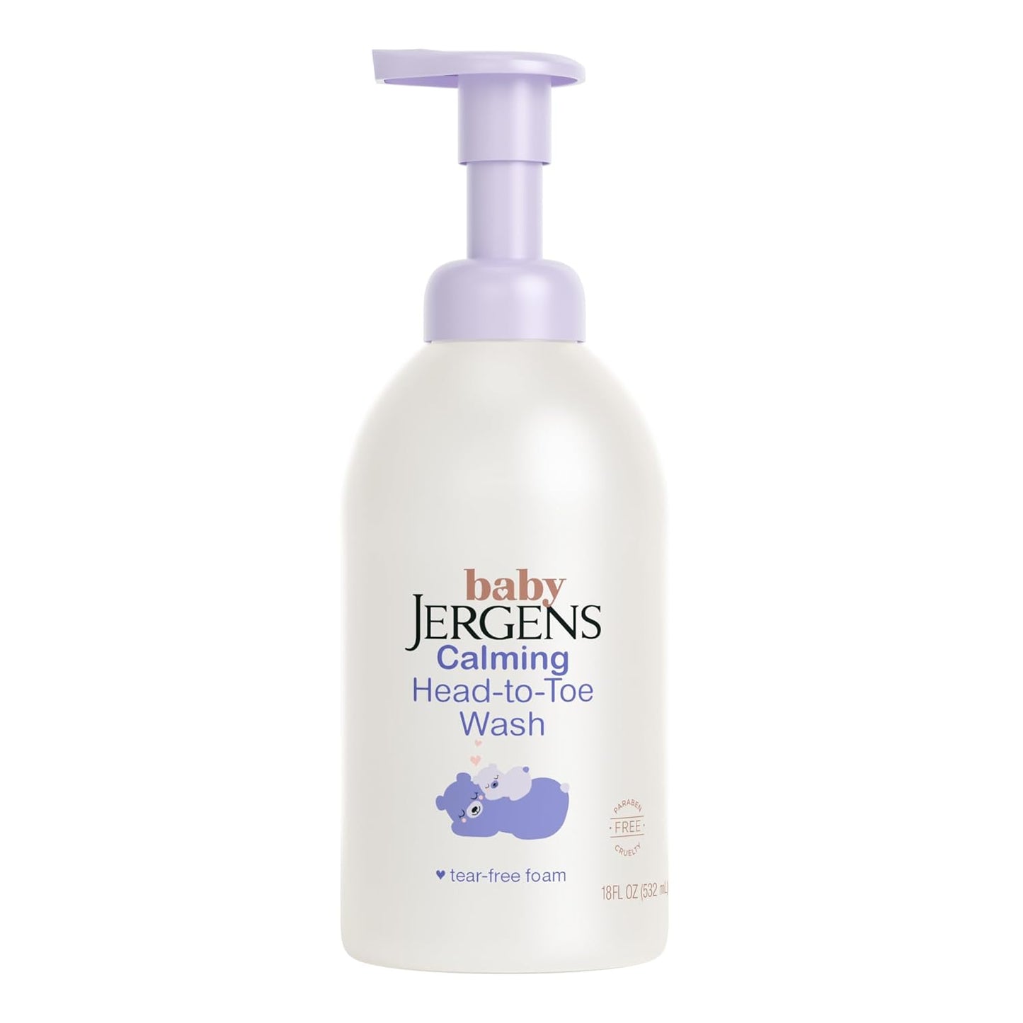 Jergens Baby Calming Head to Toe Foaming Wash, Baby Shampoo and Body Wash, Shampoo Tear Free, Kids Foaming Body Wash, 18 Fl Oz
