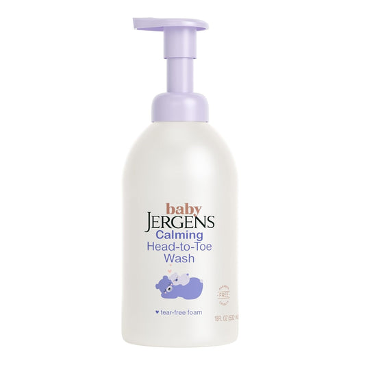 Jergens Baby Calming Head to Toe Foaming Wash, Baby Shampoo and Body Wash, Shampoo Tear Free, Kids Foaming Body Wash, 18 Fl Oz