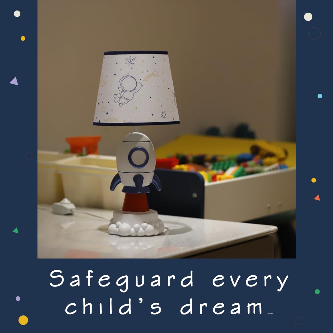 Rocket Lamp, Kids Space Decor with E26 Blub & Shade, White